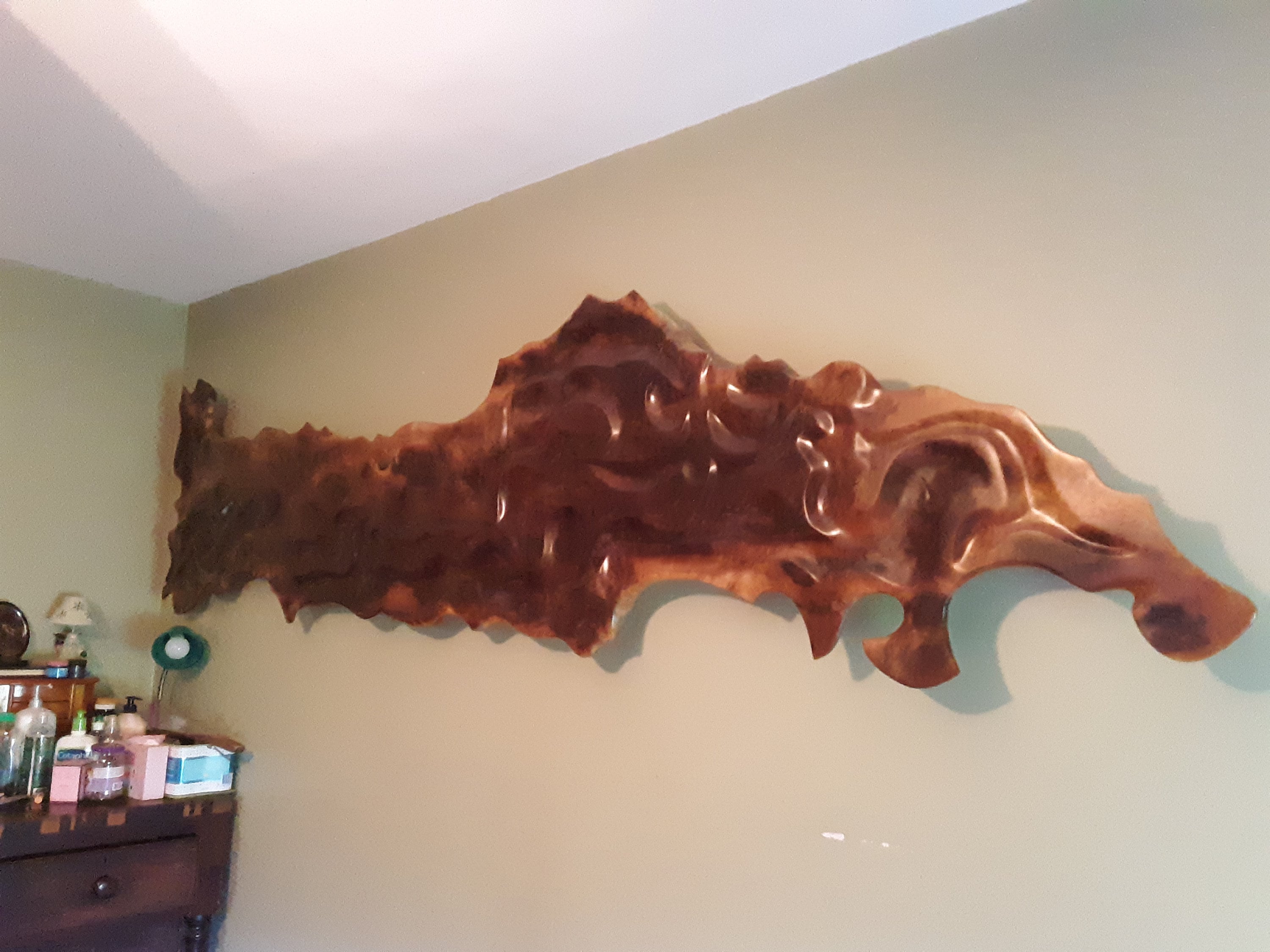 Figured Walnut Wall Art 9ft Long, Headboard Art, Sculptural Headboard ...