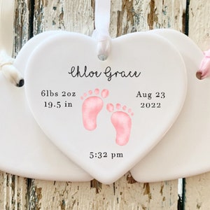 Newborn Birth Stats Ornament , Nursery Decoration , Baby Keepsake , Baby Ornament , Baby Feet Ornament , Newborn Footprints ,