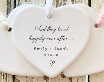 Personalized Wedding Gift | Couples Ornament | Married Gift Ornament | Engagement Ornament | Married Names Ornament | Happily Ever After