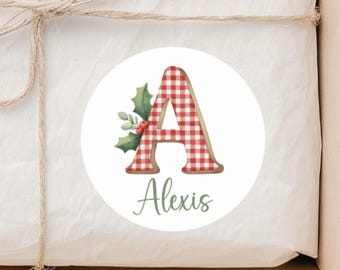 Kids Initial Christmas Name Labels ~ Kids Gift Sticker Labels ~ Christmas Gift Labels ~ Personalized Reindeer Stickers