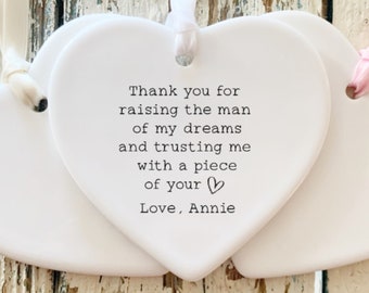 Mother In Law Wedding Gift , Mother Of The Groom Gift , Mother Of The Bride Gift , Wedding Favors , Wedding Party Gift , Heart ornament