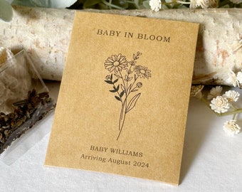 Vintage Baby Shower Favors  | Personalized  Shower Wildflower Seed Packer Favors | Baby In Bloom Favors | Baby In Bloom Baby Shower Favors |