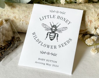 Bee Little Honey Baby Shower Favors | Personalized Save The Bees Wildflower Seed Packer Favors | Baby In Bloom Favors | BaBee shower Favors