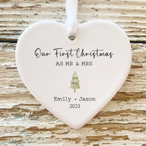 Mr and Mrs Christmas Ornament / Personalized Wedding Gift / First Christmas Married Ornament / Newlywed Gift / Our First Christmas Ornament