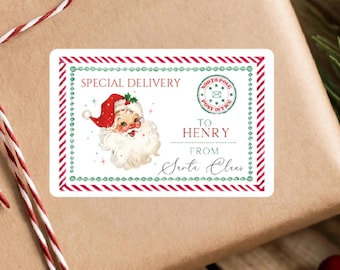 Santa Christmas Present Stickers | From Santa Labels | Kids Christmas Stickers | Christmas Favor Stickers | Christmas Name Labels