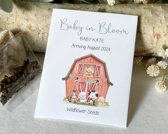 Farm Animal Baby Shower Favors | Personalized Farm Animal Wildflower Seed Packer Favors | Baby In Bloom Favors | Farm Animal Favors |