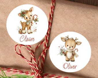Personalized Reindeer Stickers For Gifts ~ Kids Gift Sticker Labels ~ Christmas Gift Labels ~ Personalized Christmas Stickers