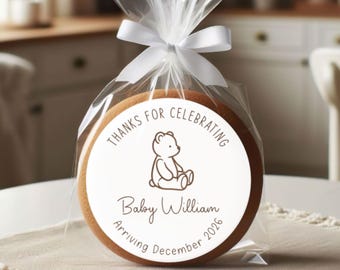 Pegatinas de agradecimiento para baby shower con diseño de osito ~ ¡Apenas podemos esperar! ~ Etiquetas para recuerdos de baby shower ~ Etiquetas para recuerdos de baby shower con diseño de osito de agradecimiento ~