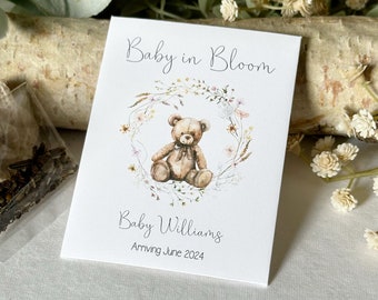 Bear Baby Shower Favors | Personalized Woodland Bear Seed Packer Favors | Baby In Bloom Favors | Woodland Animal Favors | Bearly wait