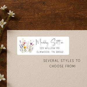 Wildflower Address Labels ~ Floral Return Address Labels ~ Personalized Address Labels ~ Minimalist Address Labels ~ Bulk Labels