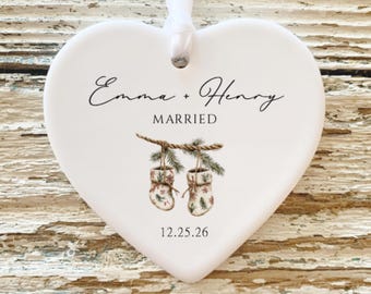 Married Ornament ~ Wedding Gift ~ Wedding Date ornament ~ Calendar Anniversary Gift ~ Our First Christmas ~  Newlywed Gift ~ Engagement Gift