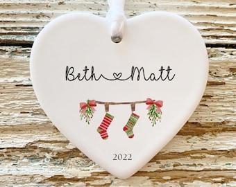 Personalized Stocking Ornament / First Christmas Together Ornament /Married Ornament/Engaged Ornament / Couples Ornament/ Christmas Gift/
