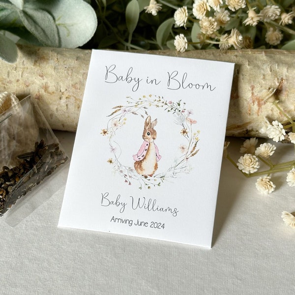 Peter Rabbit Seed Packet Baby Shower Favors | Personalized Wildflower Seed Packer Favors | Baby In Bloom Favors | Peter Rabbit Favors |