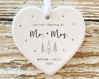 First Christmas Married Ornament | Mr Mrs Ornament | Personalized Wedding Gift | Newlywed Christmas Gift | Our First Christmas Ornament