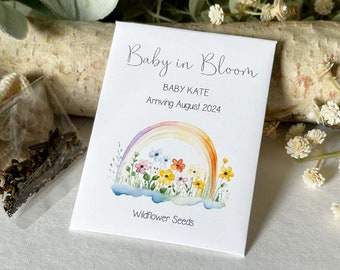 Rainbow Baby Shower Favors | Personalized Rainbow Wildflower Seed Packer Favors | Baby In Bloom Favors | Rainbow Favors |