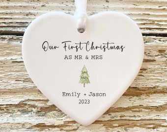 First Christmas Married Ornament | Mr Mrs Ornament | Personalized Wedding Gift | Newlywed Christmas Gift | Our First Christmas Ornament