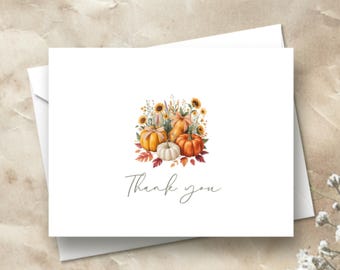 Fall Thank You Cards ~ Pumpkin Cards ~ Fall Stationery ~ Grateful Pumpkin ~ Hello Fall
