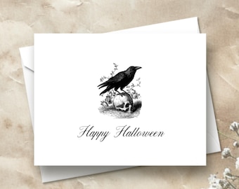 Halloween Cards ~ Crow Cards ~ Bat Cards ~ Skeleton Cards ~ Spooky Happy Halloween Stationery ~ Gothic Cards