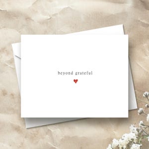 Tiny Red Heart Thank You Cards | Red Heart Beyond Grateful Cards | Minimalist Thank You Cards | Flat Cards With Envelopes | Heart Notecards