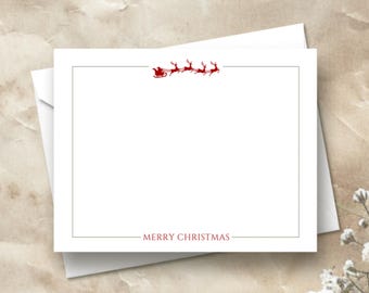 Tarjetas de felicitación de Papá Noel ~ Papelería navideña ~ Tarjetas de árbol vintage ~ Tarjetas navideñas planas ~