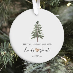 First Christmas Married Ornament Mr Mrs Ornament Personalized Wedding Gift Newlywed Christmas Gift Our First Christmas Ornament image 1