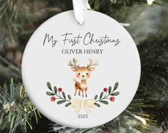 My First Christmas Ornament ~ Baby's First Christmas Ornament ~ Baby Deer Christmas Ornament ~ Woodland Baby Ornament ~ First Christmas