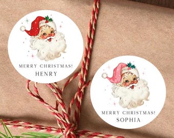 Santa Christmas Name Stickers ~ Kids Gift Labels ~ Christmas Gift Labels ~ Personalized Custom Stickers ~ Gift Tags ~ Stocking Stuffer