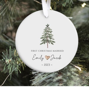 First Christmas Married Ornament Mr Mrs Ornament Personalized Wedding Gift Newlywed Christmas Gift Our First Christmas Ornament Tree Picture 2