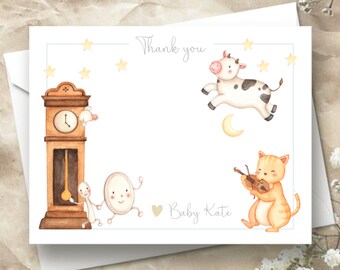 Nursery Rhyme Baby Shower Thank You Cards | Cow Jumped Over The Moon Thank You Cards | Nursery Rhyme Shower Thank You Cards |