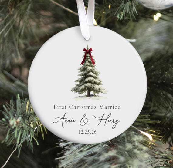 First Christmas Married Ornament | Mr Mrs Ornament | Personalized Wedding Gift | Newlywed Christmas Gift | Our First Christmas Ornament