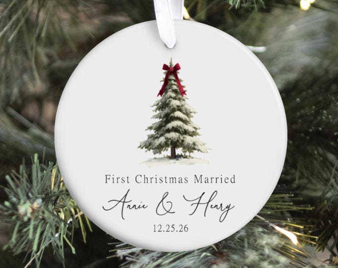 First Christmas Married Ornament | Mr Mrs Ornament | Personalized Wedding Gift | Newlywed Christmas Gift | Our First Christmas Ornament