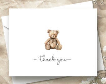 Teddy Bear Thank You Cards | Bear Baby Shower Thank You Cards | Bearly Wait Thank You Cards | Baby Bear Stationery