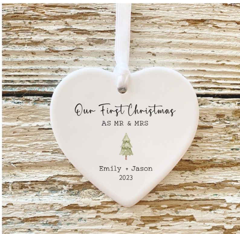 First Christmas Married Ornament Mr Mrs Ornament Personalized Wedding Gift Newlywed Christmas Gift Our First Christmas Ornament Tree