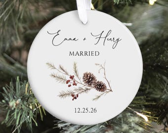 Adorno de matrimonio ~ Regalo de boda ~ Adorno de fecha de boda ~ Regalo de aniversario de calendario ~ Nuestra primera Navidad ~ Regalo de recién casados ~ Regalo de compromiso