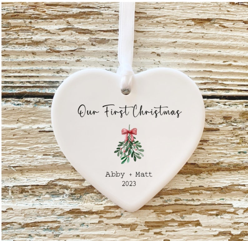 Personalized Stocking Ornament / First Christmas Together Ornament /Married Ornament/Engaged Ornament / Couples Ornament/ Christmas Gift/ mistletoe