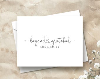 Más allá de la gratitud Gracias / Tarjetas de agradecimiento con nombre / De parte de / Tarjetas de agradecimiento para empresas / Tarjetas de agradecimiento con nombre / Agradecimiento en forma de corazón