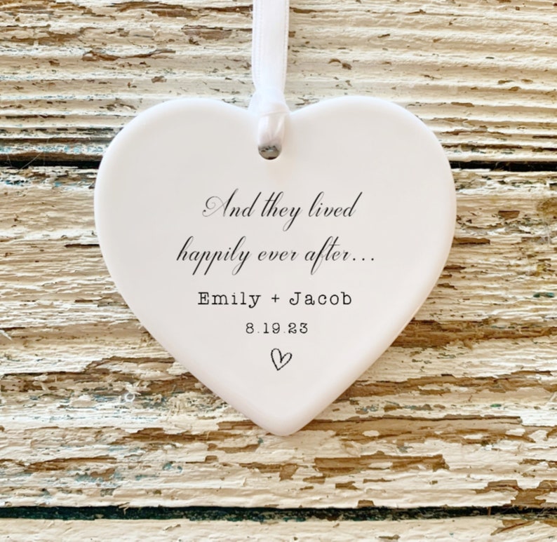 Married Ornament Wedding Gift Wedding Date ornament Calendar Anniversary Gift Our First Christmas Newlywed Gift Engagement Gift Style Picture 10