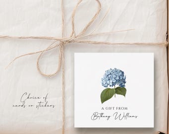Personalized Hydrangea Calling Cards ~ Hydrangea Enclosure Cards ~ Square Gift Card ~ Hydrangea Stickers ~ Personalized Gift Tags
