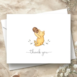 サンキューカード手書き　poohページ Winnie the Pooh Thank You Card - Etsy