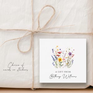 Personalized Wildflower Calling Cards ~ Wildflower Enclosure Cards ~ Square Gift Card ~ Wildflower Stickers ~ Personalized Gift Tags