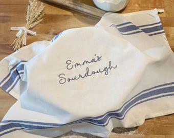 Sourdough Gift ~ Sourdough Bread Towel ~ Gift For Baker ~ Embroidered Name Towel ~ Banneton Cover ~ Bread Making ~ Flour Sack Towel