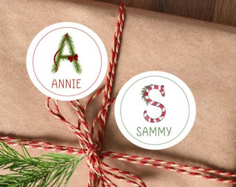Personalized Christmas Initial Stickers ~ Christmas Letter Stickers ~ Christmas Alphabet Labels ~ Gift Labels