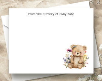 Wildflower Woodland Bear Baby Shower Thank You Cards | Baby Bear Thank You Cards | Baby Shower Thank You Cards | Wildflower Stationery