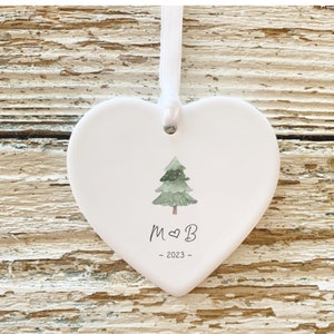 Personalized Stocking Ornament / First Christmas Together Ornament /Married Ornament/Engaged Ornament / Couples Ornament/ Christmas Gift/ Heart Tree Initials