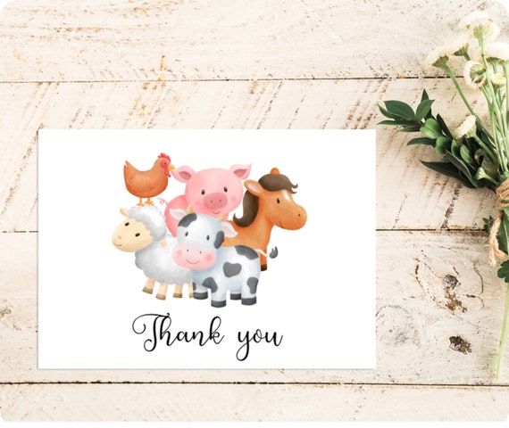 Farm Animals Thank You Cards Stationary Set With Envelopes | Etsy