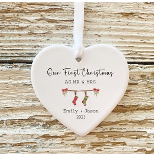 First Christmas Married Ornament Mr Mrs Ornament Personalized Wedding Gift Newlywed Christmas Gift Our First Christmas Ornament Stockings