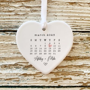 Married Ornament Wedding Gift Wedding Date ornament Calendar Anniversary Gift Our First Christmas Newlywed Gift Engagement Gift Style Picture 3