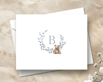 Monogram Bear Baby Shower Thank You Cards | Bear Baby Shower Thank You Cards | Bearly Wait Thank You Cards | Baby Bear Stationery