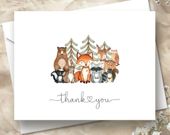Woodland Animal Baby Shower Thank You Cards | Woodland Animal Thank You Cards | Forest Animal Baby Shower Thank You Cards | Stationery