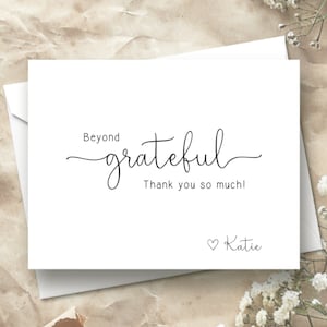 Beyond Grateful Thank You | Thank You Cards With Name | From The Desk Of | Business Thank You Cards | Name Thank You Cards | Heart Thank You